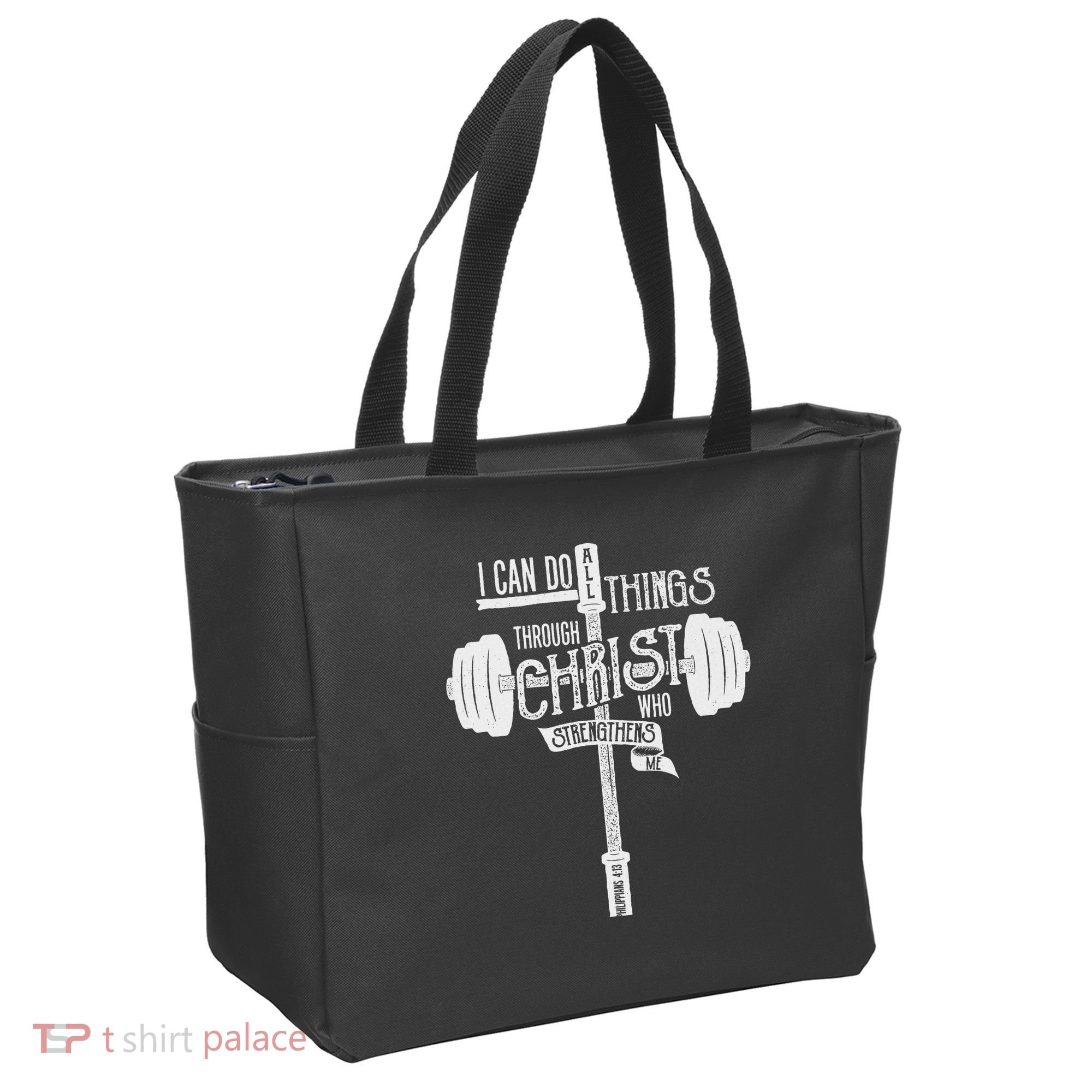 I Can Do All Things Through Christ Christian Bible Workout Tote Bag