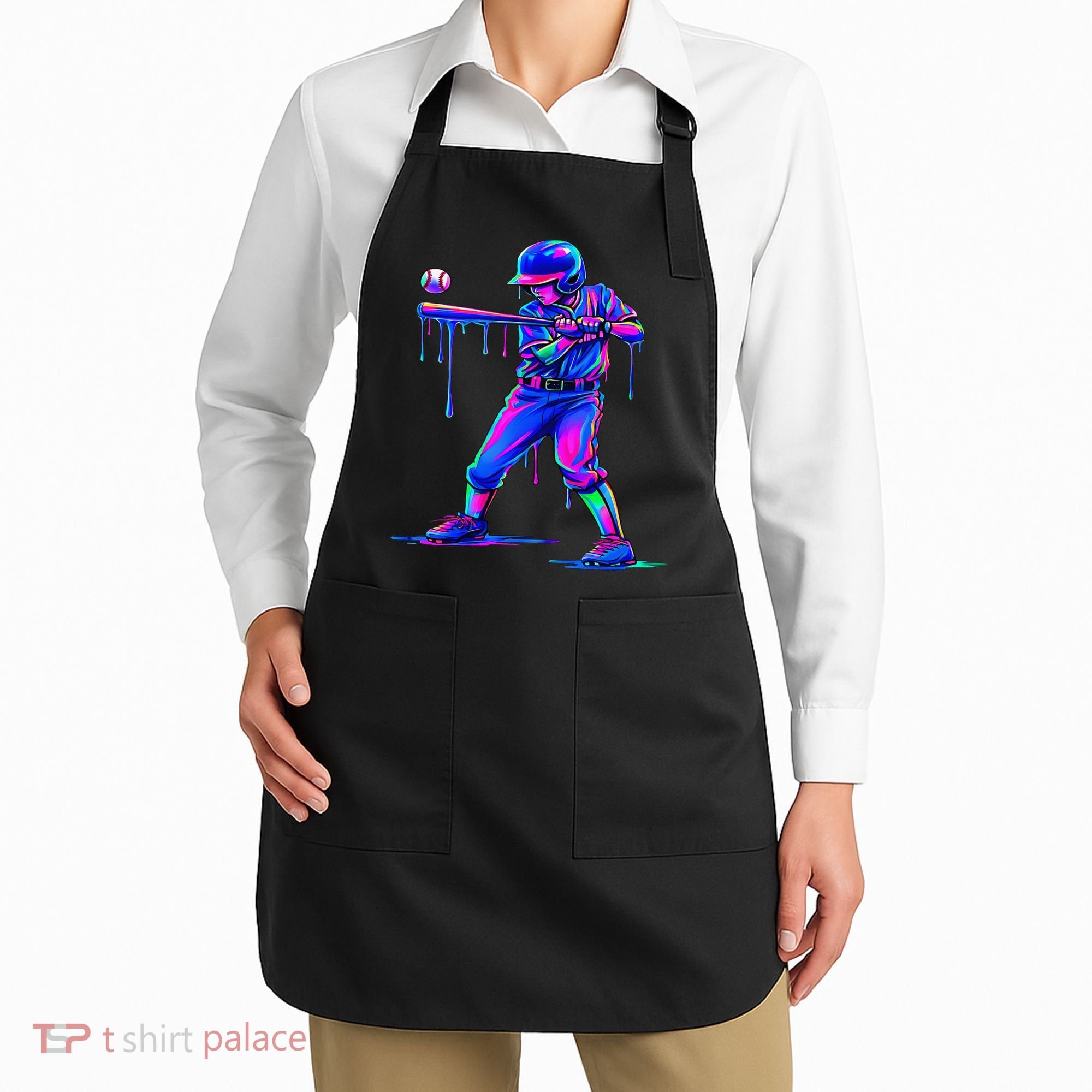 Ice Cream Drip Baseball Melting Bat Player Apron