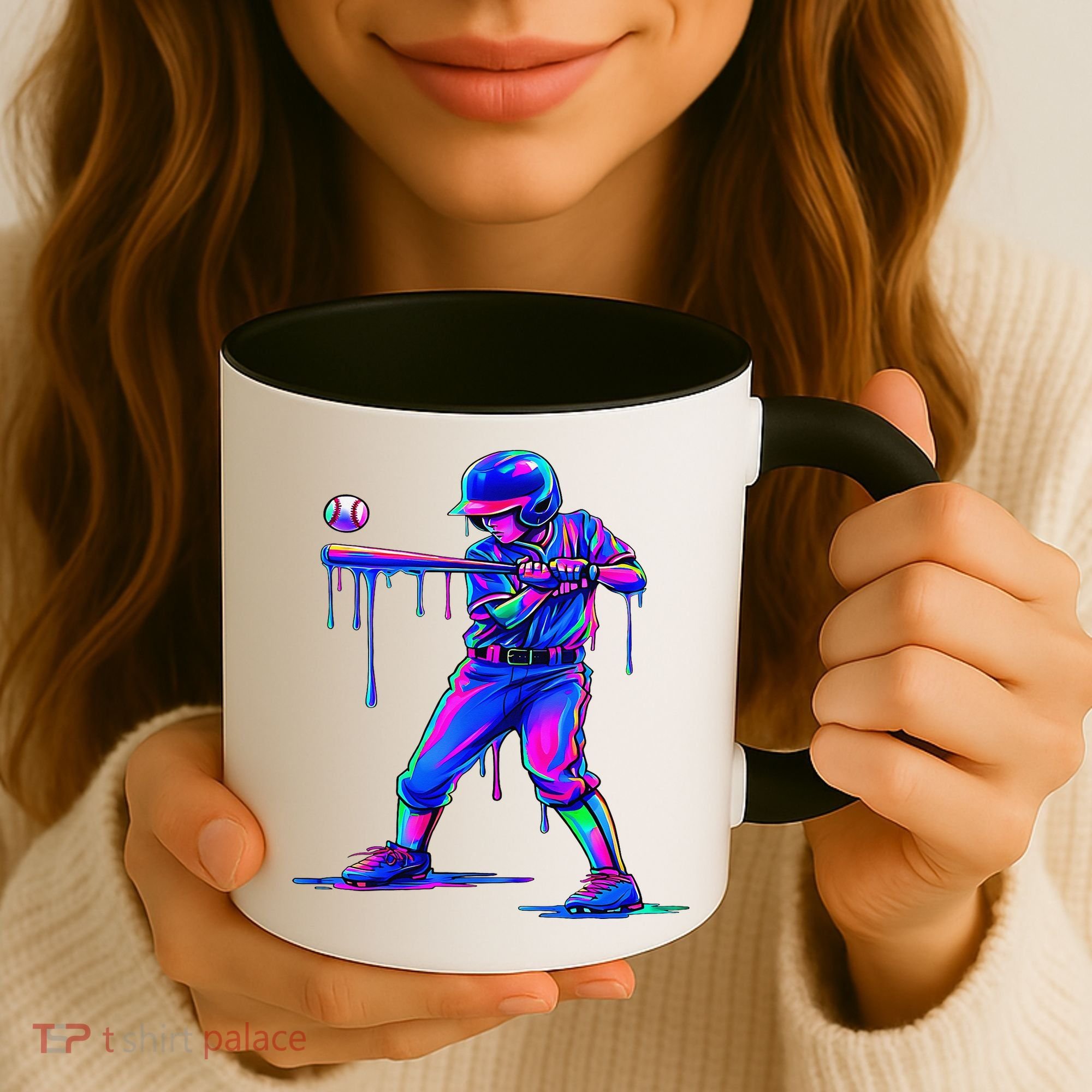 Ice Cream Drip Baseball Melting Bat Player Coffee Mug