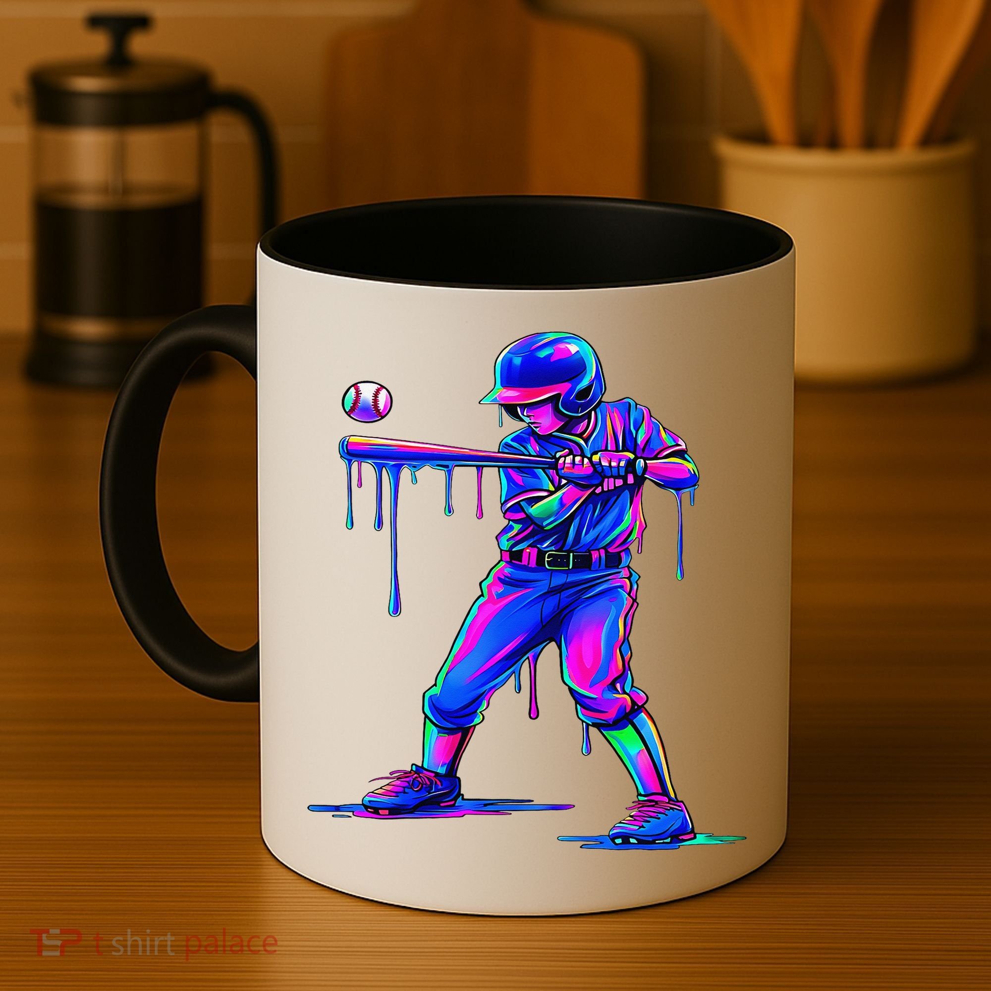 Ice Cream Drip Baseball Melting Bat Player Coffee Mug