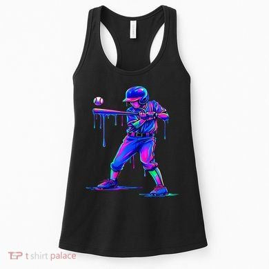 Ice Cream Drip Baseball Melting Bat Player Women's Tank Top