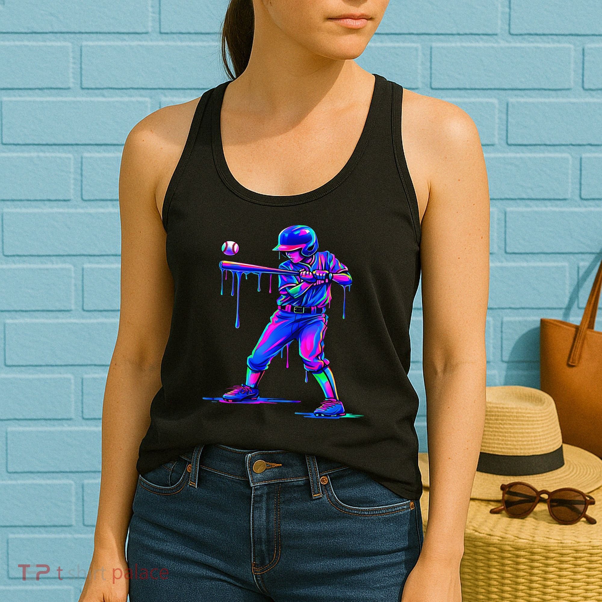 Ice Cream Drip Baseball Melting Bat Player Women's Tank Top