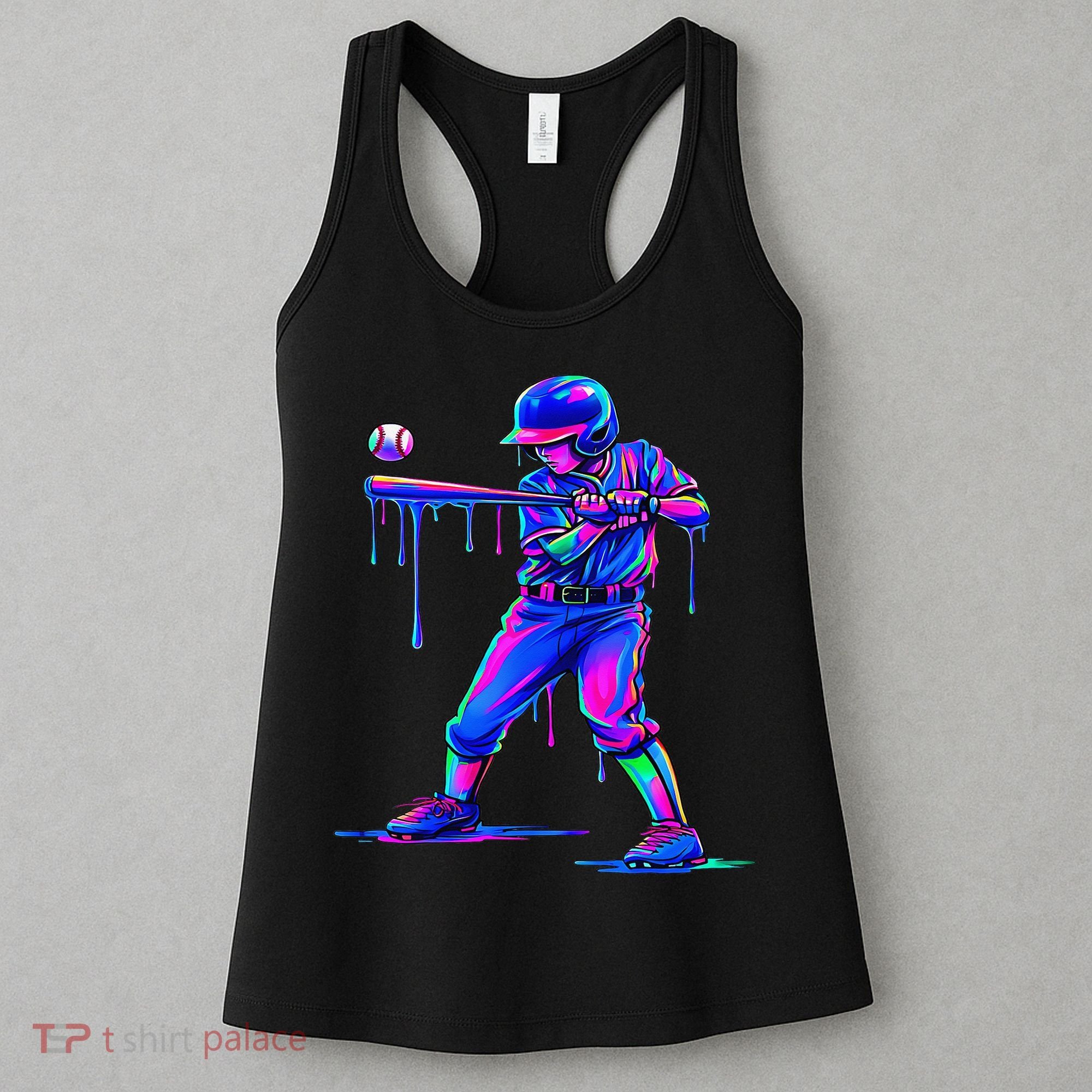 Ice Cream Drip Baseball Melting Bat Player Women's Tank Top
