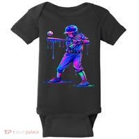 Ice Cream Drip Baseball Melting Bat Player Baby Bodysuit thumb 0