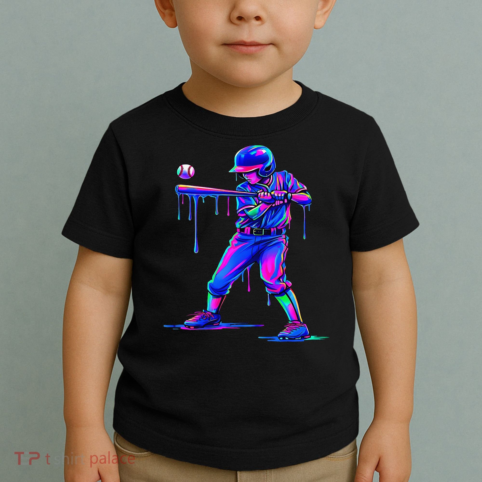 Ice Cream Drip Baseball Melting Bat Player Toddler T-Shirt