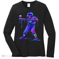 Ice Cream Drip Baseball Melting Bat Player Women's Long Sleeve Shirt thumb 0