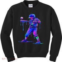 Ice Cream Drip Baseball Melting Bat Player Kids Sweatshirt thumb 0