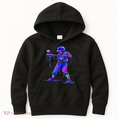 Ice Cream Drip Baseball Melting Bat Player Kids Hoodie