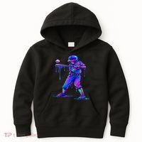 Ice Cream Drip Baseball Melting Bat Player Kids Hoodie thumb 0