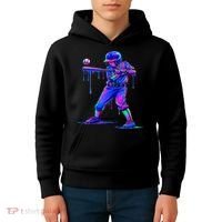 Ice Cream Drip Baseball Melting Bat Player Kids Hoodie thumb 4
