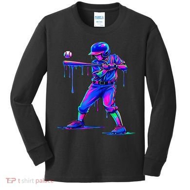 Ice Cream Drip Baseball Melting Bat Player Kids Long Sleeve Shirt