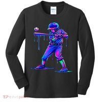 Ice Cream Drip Baseball Melting Bat Player Kids Long Sleeve Shirt thumb 0