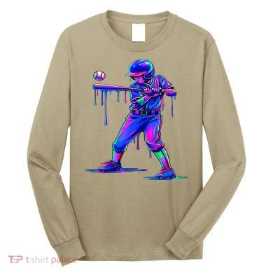 Ice Cream Drip Baseball Melting Bat Player Long Sleeve Shirt