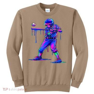 Ice Cream Drip Baseball Melting Bat Player Sweatshirt
