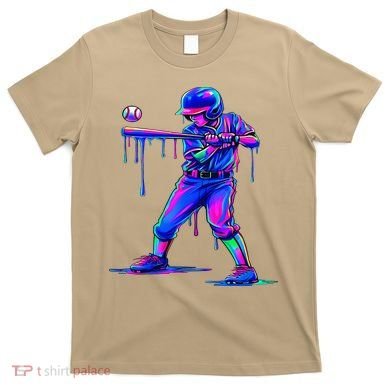 Ice Cream Drip Baseball Melting Bat Player T-Shirt