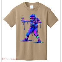 Ice Cream Drip Baseball Melting Bat Player Kids T-Shirt thumb 0