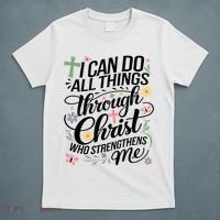 I Can Do All Things Through Christ Religious Christian Faith T-Shirt thumb 5