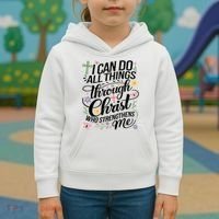 I Can Do All Things Through Christ Religious Christian Faith Kids Hoodie thumb 3