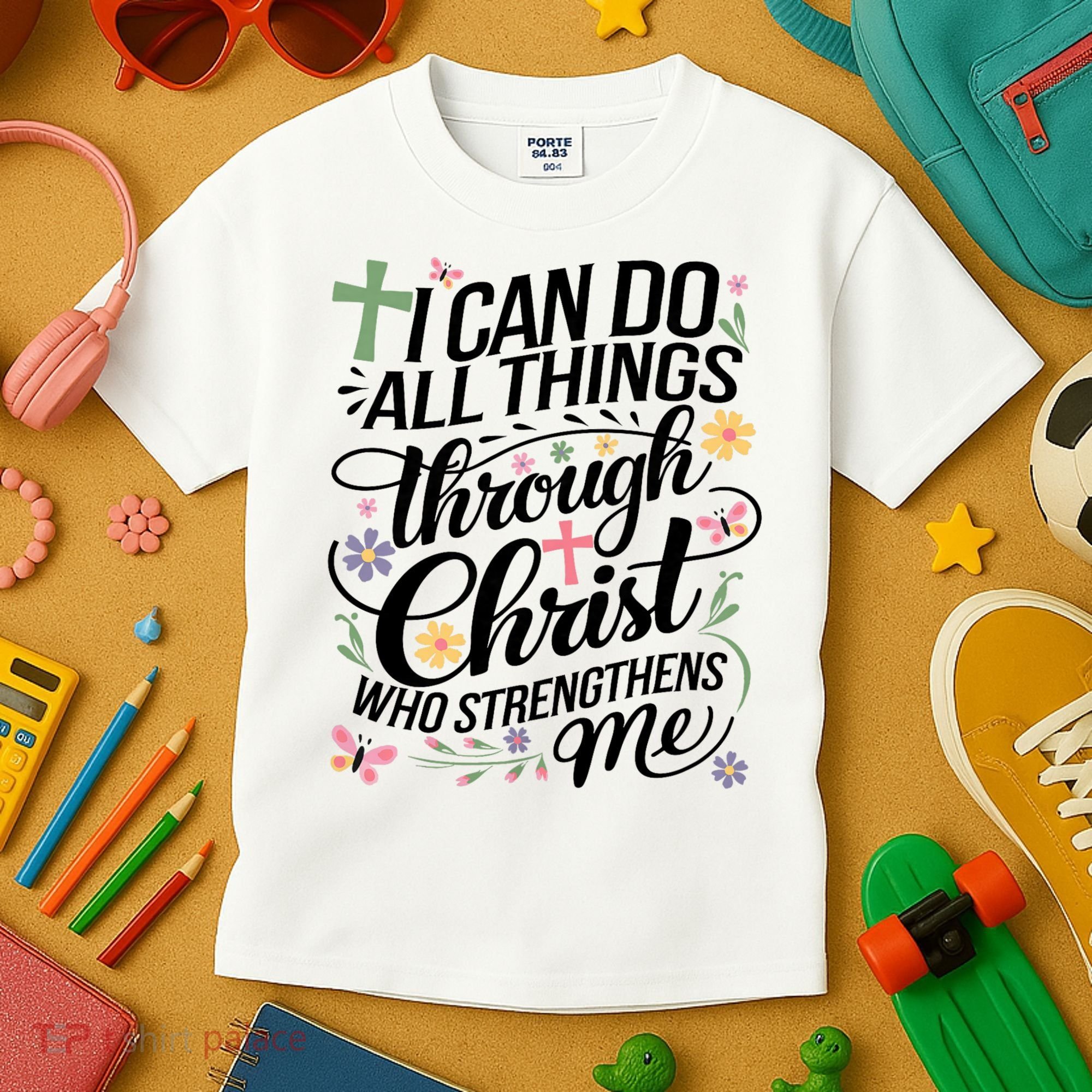 I Can Do All Things Through Christ Religious Christian Faith Kids T-Shirt