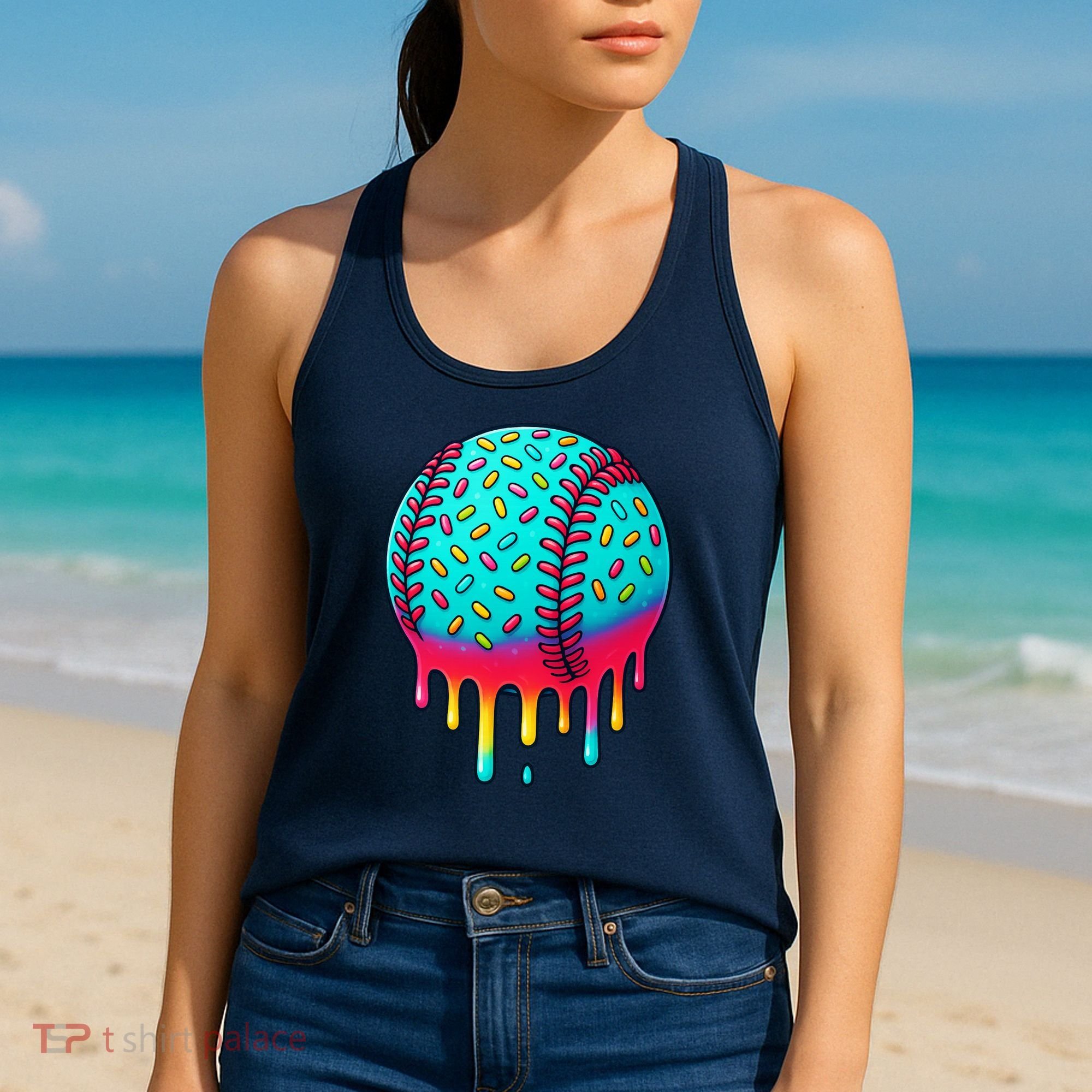 Ice Cream Drip Baseball Stuff Baseball Women's Tank Top