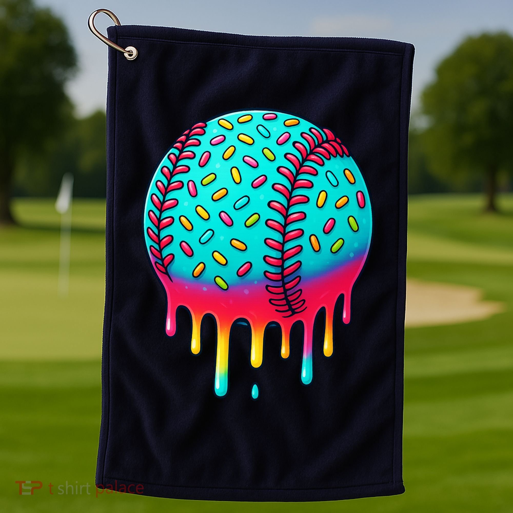 Ice Cream Drip Baseball Stuff Baseball Golf Towel