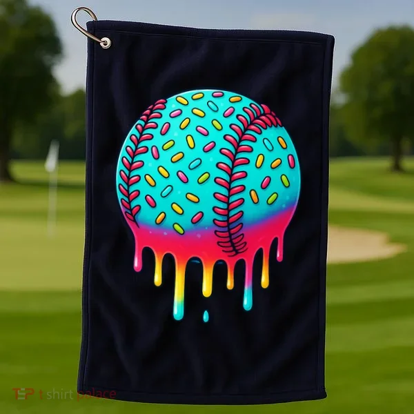 Ice Cream Drip Baseball Stuff Baseball Golf Towel