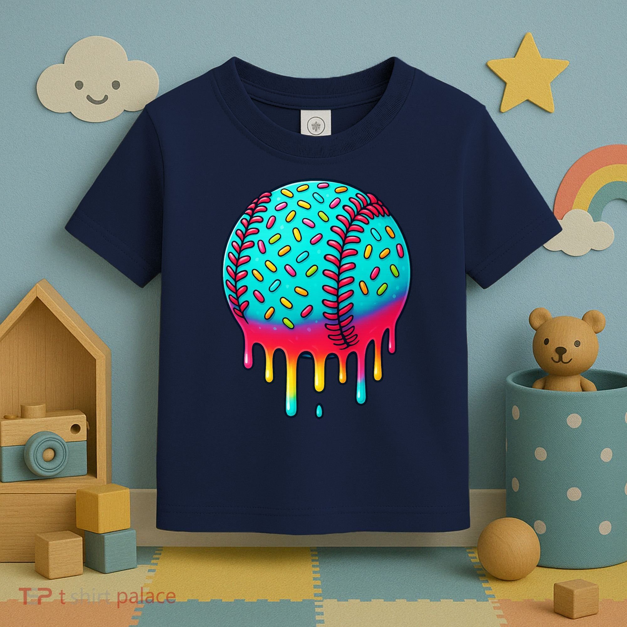 Ice Cream Drip Baseball Stuff Baseball Toddler T-Shirt