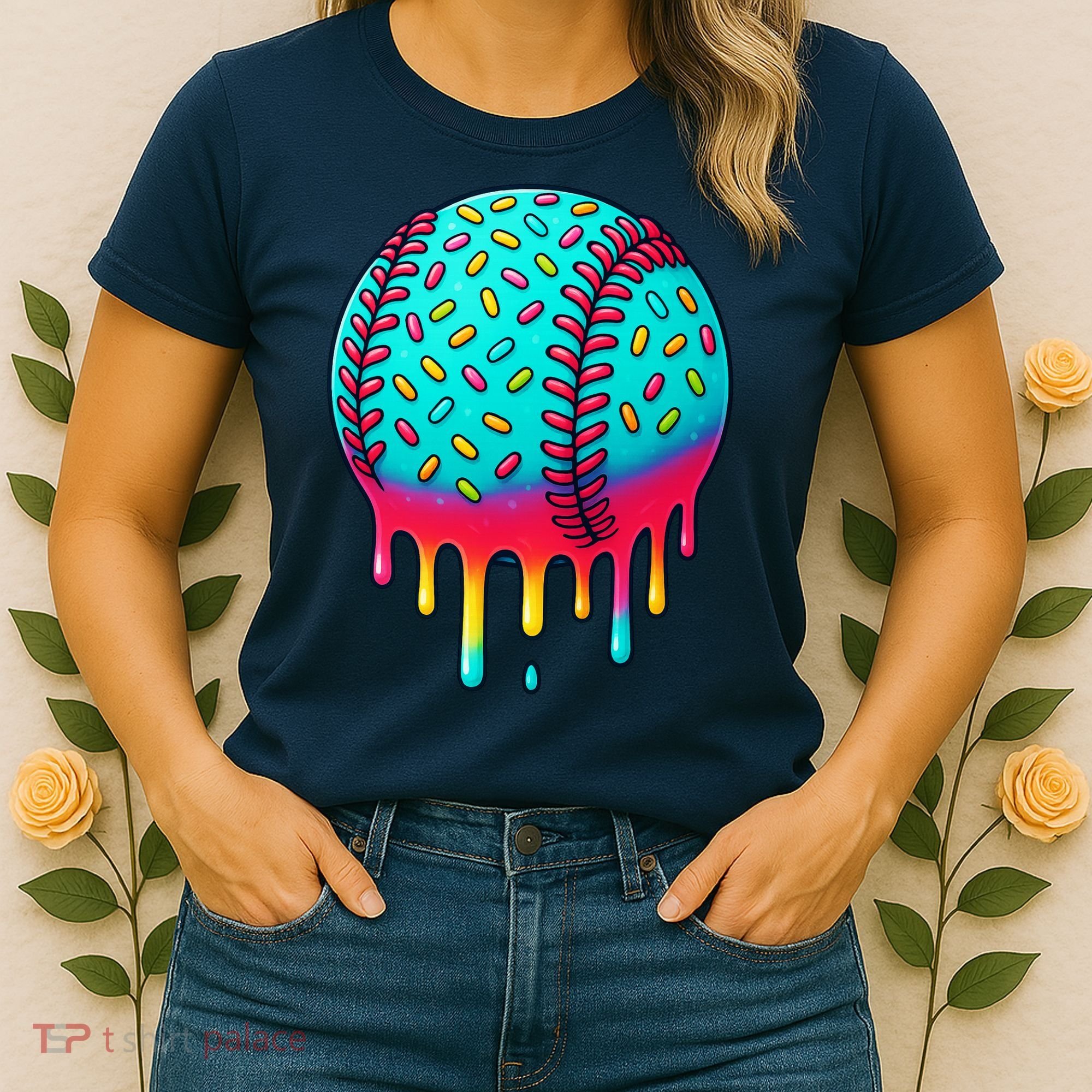 Ice Cream Drip Baseball Stuff Baseball Women's T-Shirt