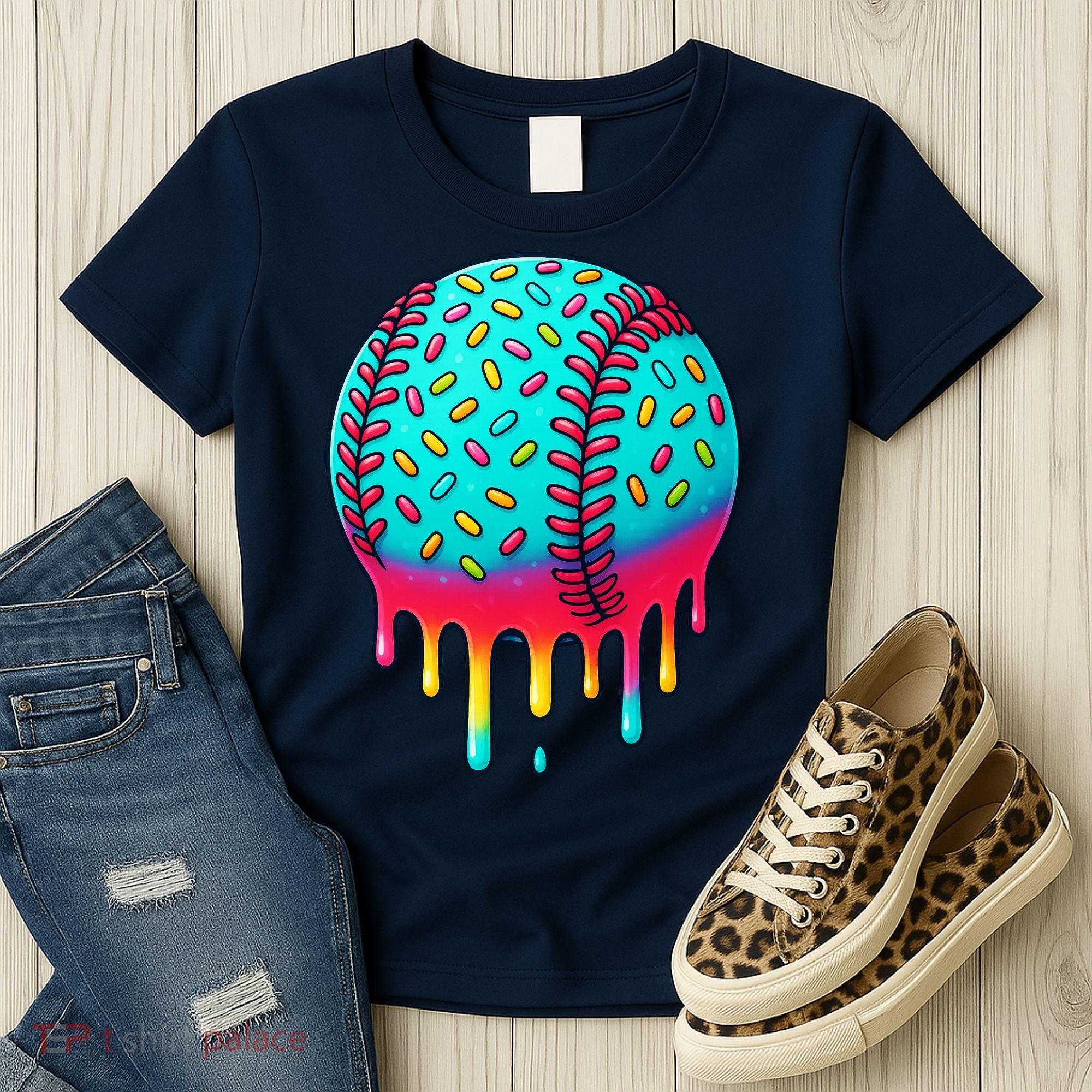 Ice Cream Drip Baseball Stuff Baseball Women's T-Shirt