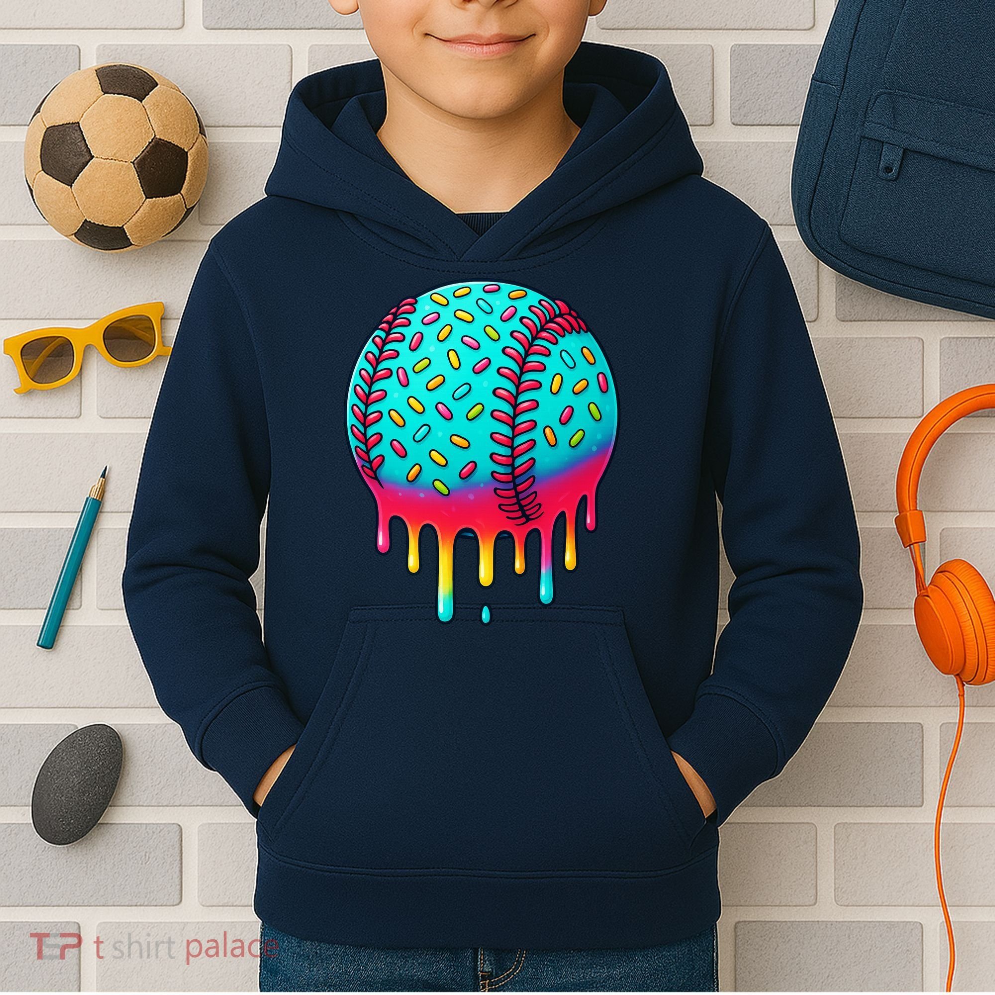 Ice Cream Drip Baseball Stuff Baseball Kids Hoodie