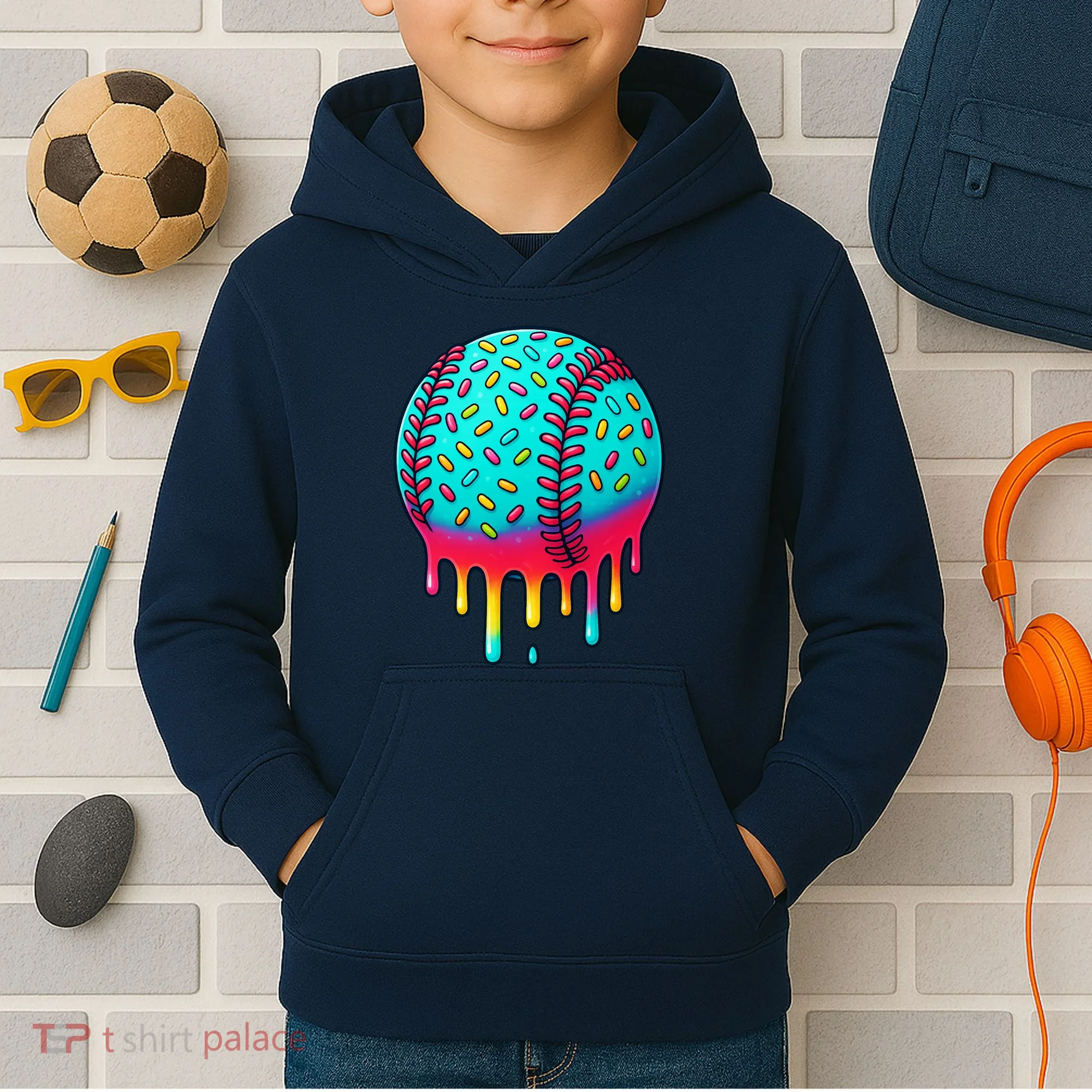 Ice Cream Drip Baseball Stuff Baseball Kids Hoodie