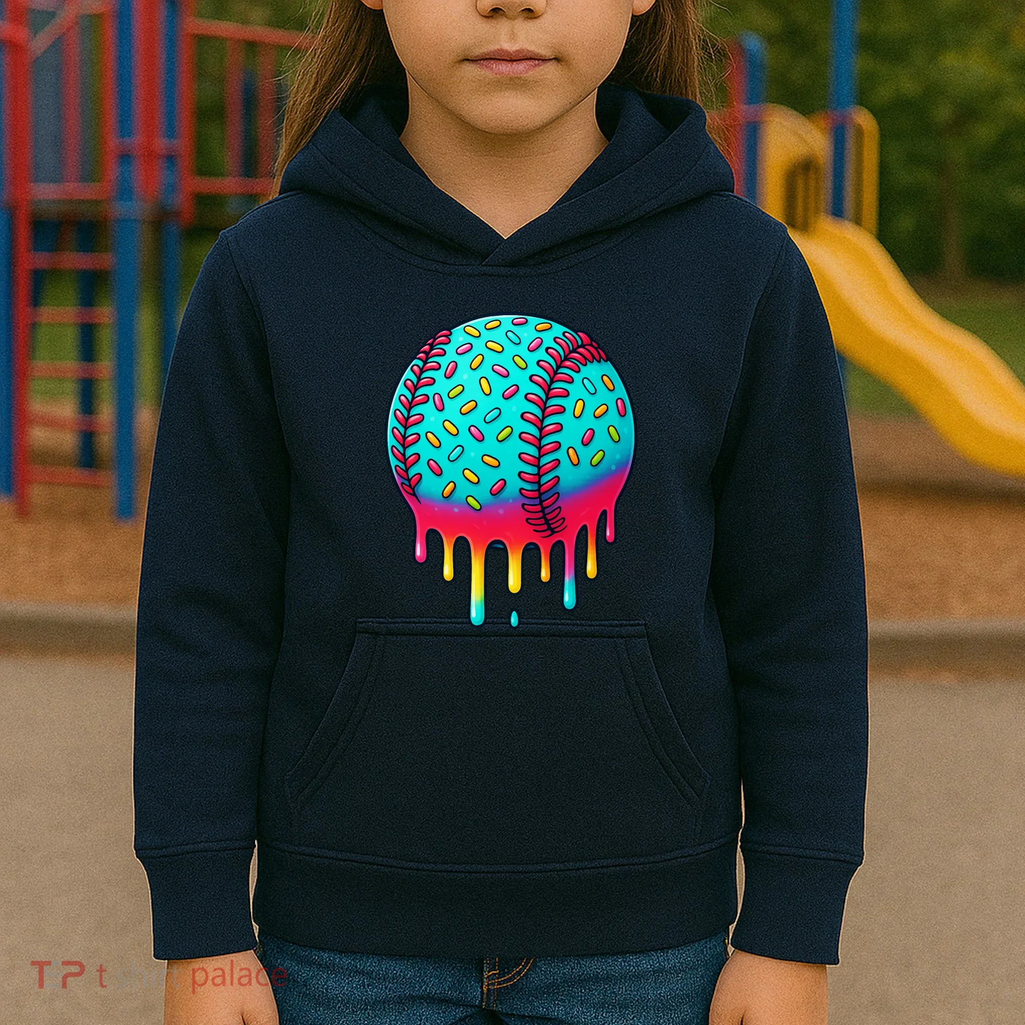 Ice Cream Drip Baseball Stuff Baseball Kids Hoodie