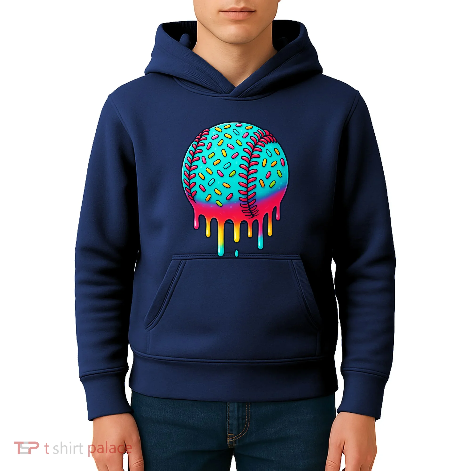 Ice Cream Drip Baseball Stuff Baseball Kids Hoodie