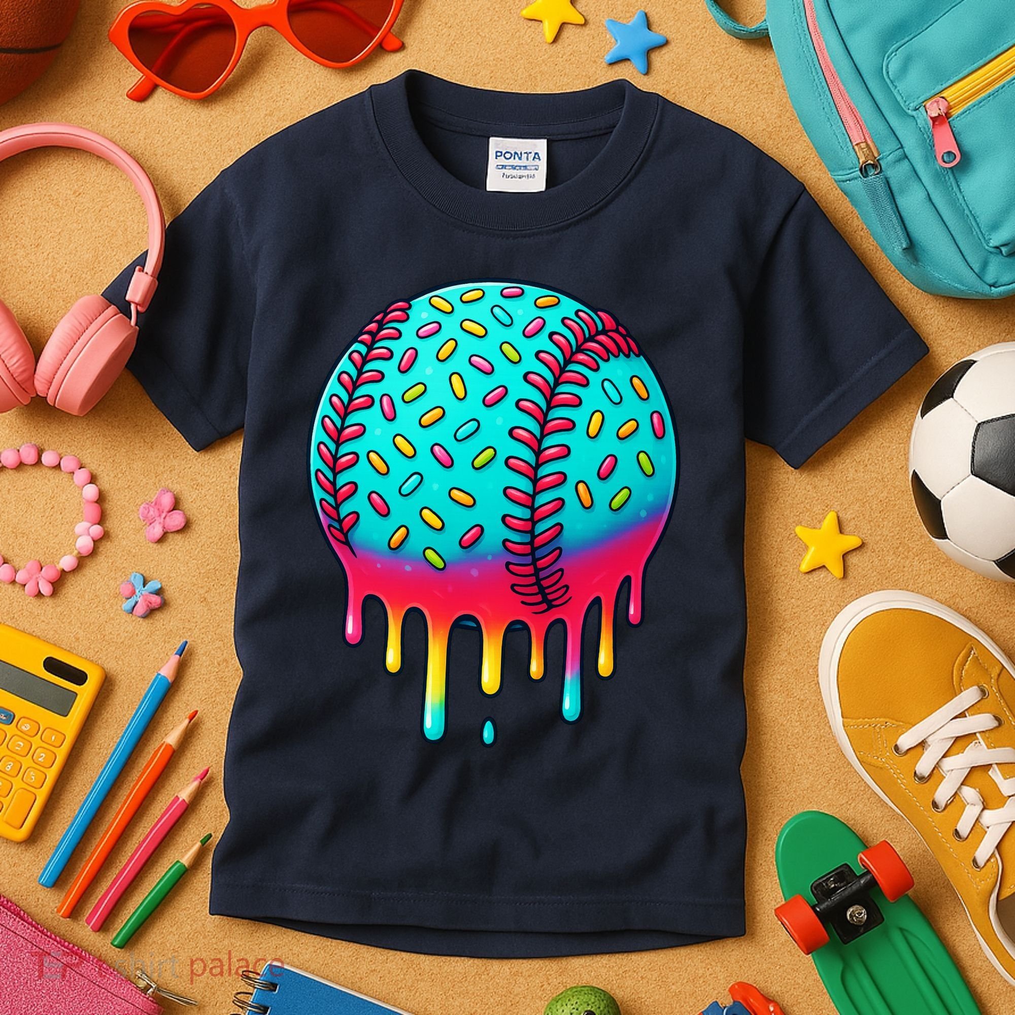 Ice Cream Drip Baseball Stuff Baseball Kids T-Shirt