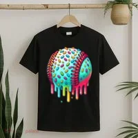 Ice Cream Drip Baseball Stuff Baseball Drip T-Shirt thumb 2