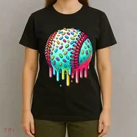 Ice Cream Drip Baseball Stuff Baseball Drip T-Shirt thumb 4