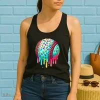 Ice Cream Drip Baseball Stuff Baseball Drip Women's Tank Top thumb 2