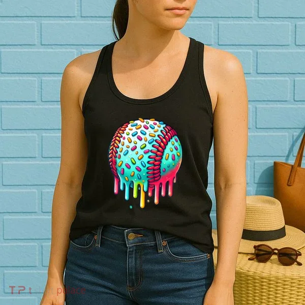 Ice Cream Drip Baseball Stuff Baseball Drip Women's Tank Top