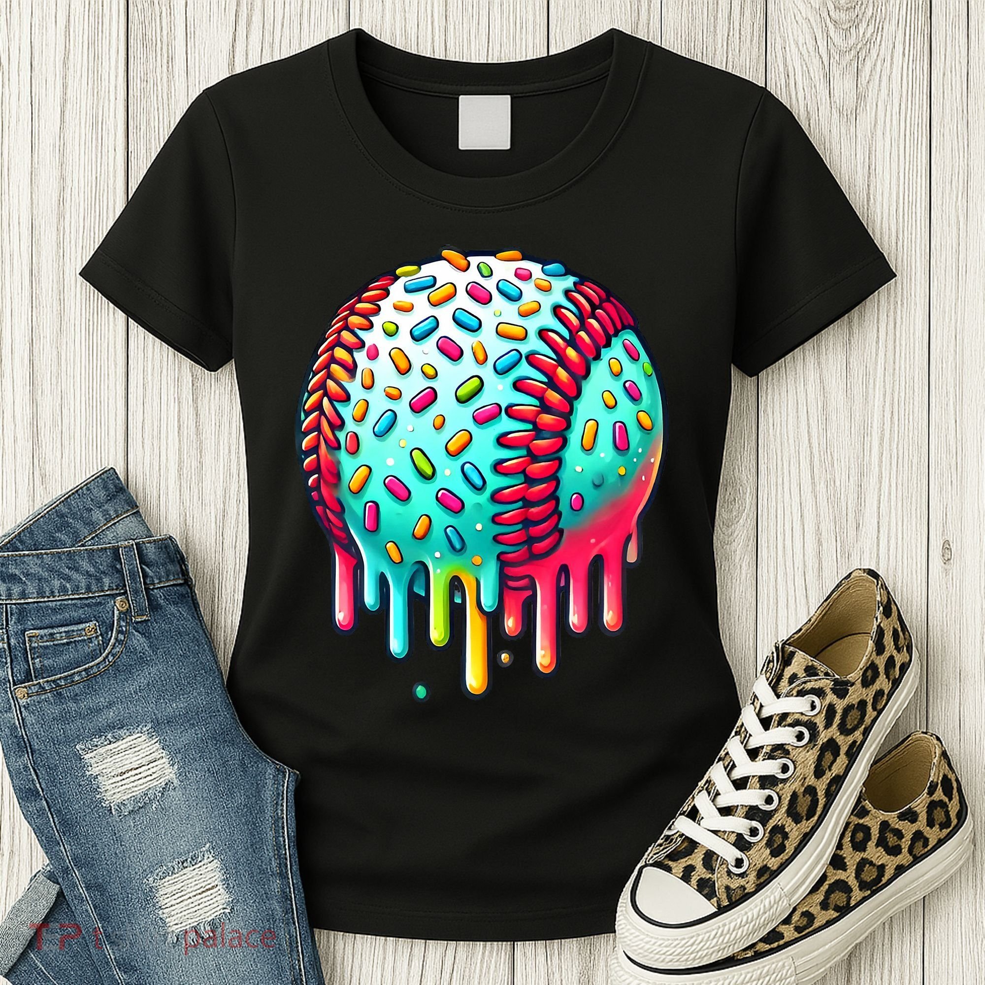 Ice Cream Drip Baseball Stuff Baseball Drip Women's T-Shirt