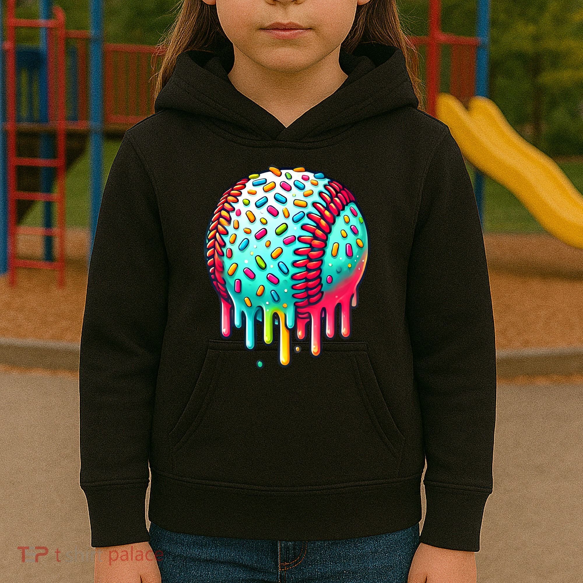 Ice Cream Drip Baseball Stuff Baseball Drip Kids Hoodie