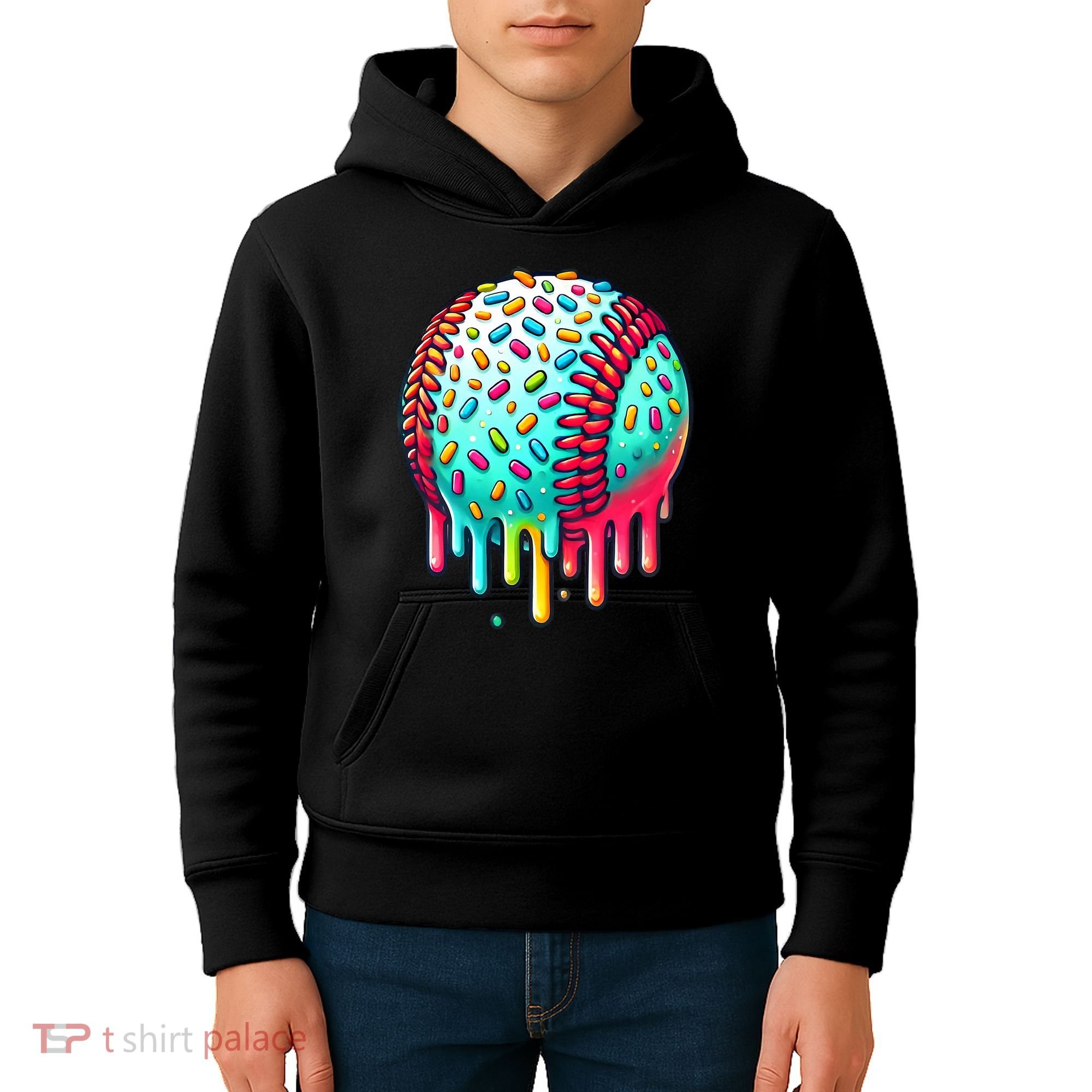 Ice Cream Drip Baseball Stuff Baseball Drip Kids Hoodie