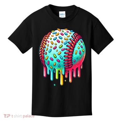 Ice Cream Drip Baseball Stuff Baseball Drip Kids T-Shirt