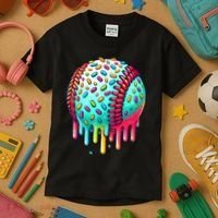 Ice Cream Drip Baseball Stuff Baseball Drip Kids T-Shirt thumb 3
