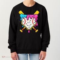 Ice Cream Drip Baseball Bat Home Plate Cool Women's Sweatshirt thumb 0