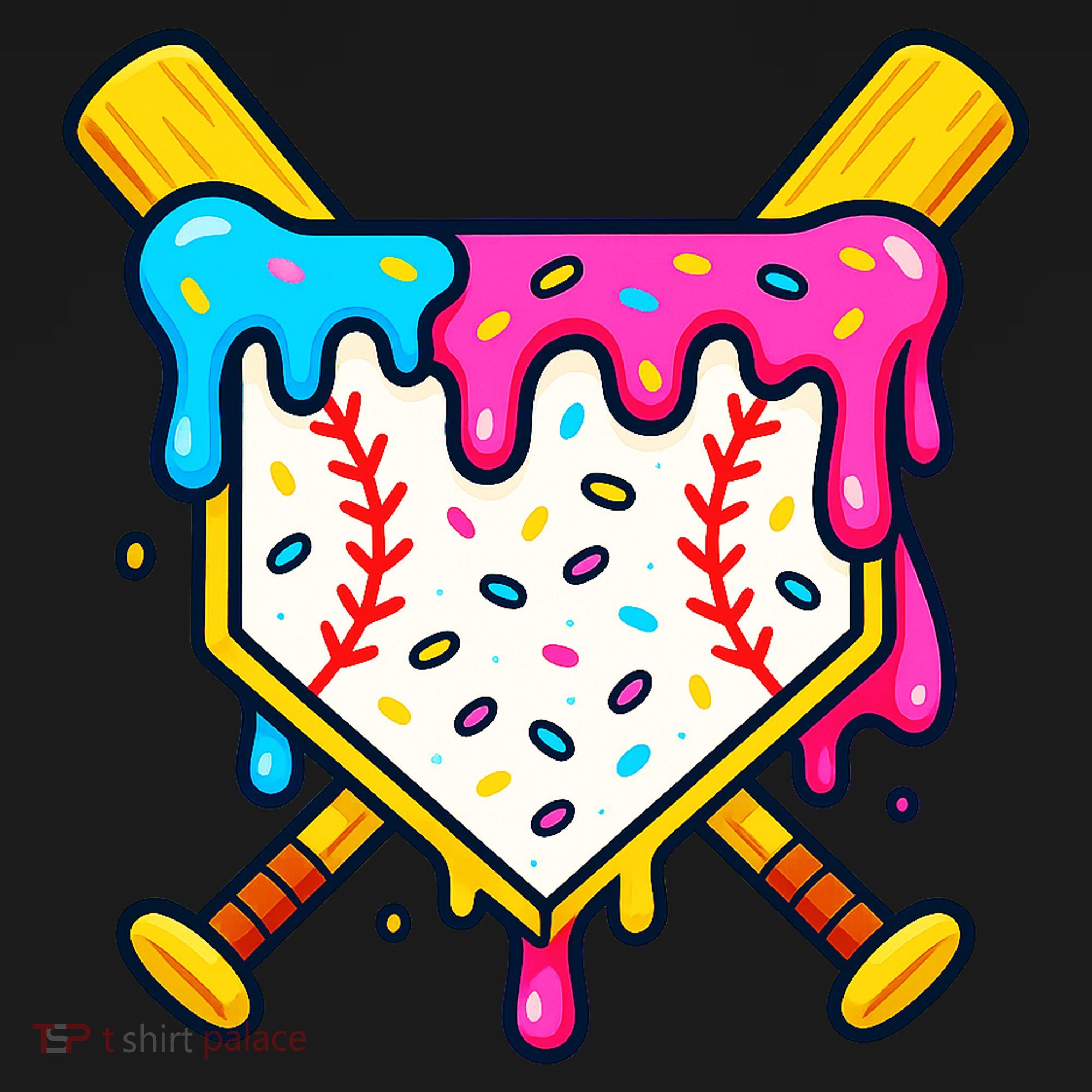 Ice Cream Drip Baseball Bat Home Plate Cool USA-Made Doggie Bandana