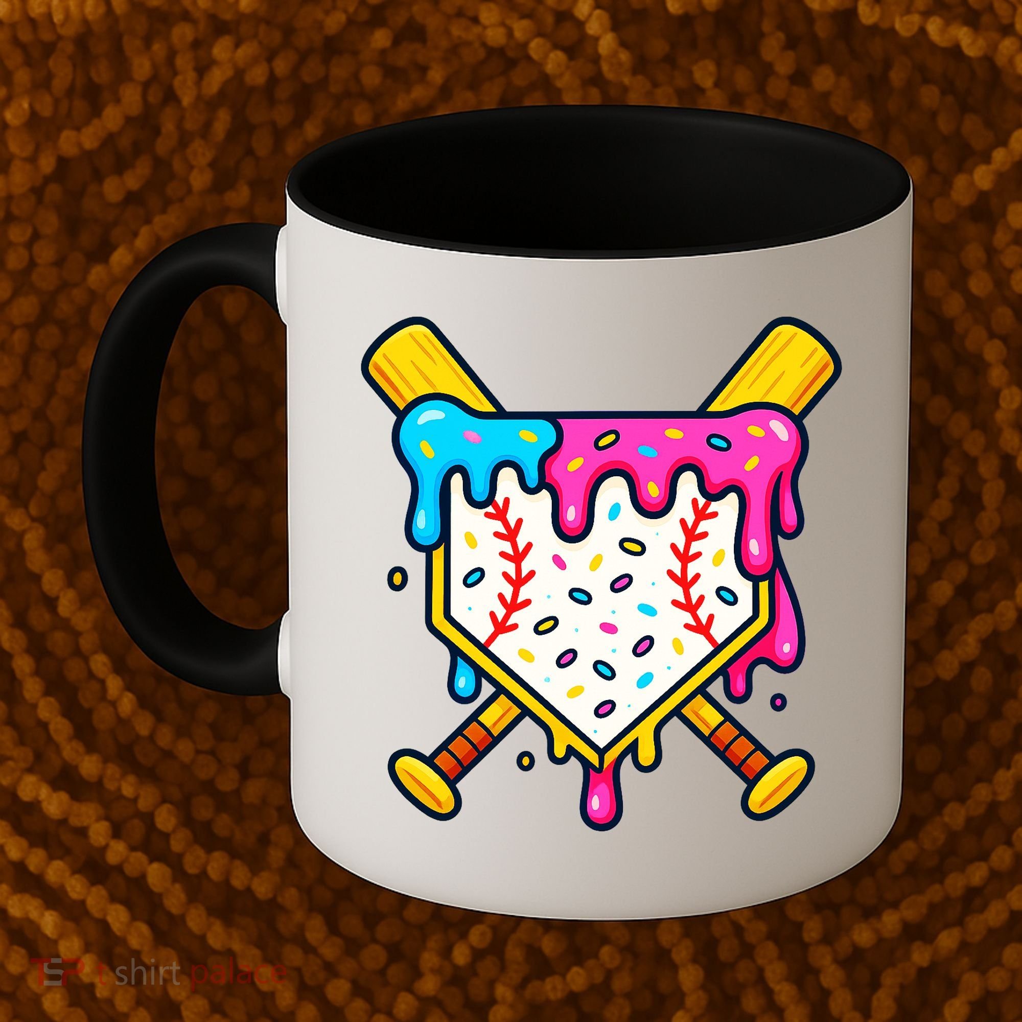 Ice Cream Drip Baseball Bat Home Plate Cool Coffee Mug