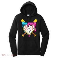 Ice Cream Drip Baseball Bat Home Plate Cool Women's Hoodie thumb 0