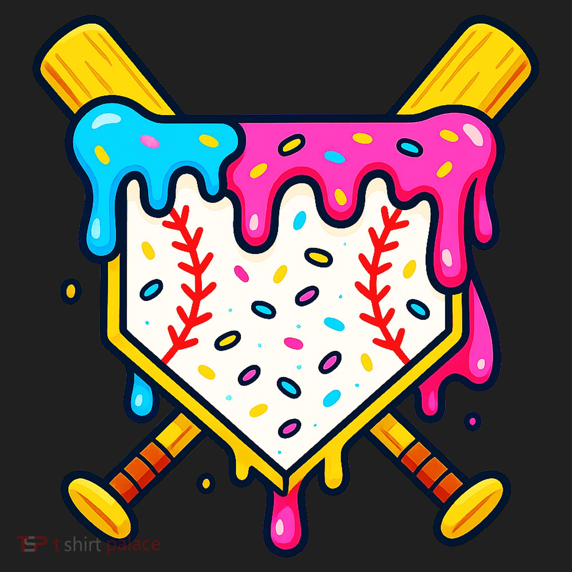 Ice Cream Drip Baseball Bat Home Plate Cool Hat