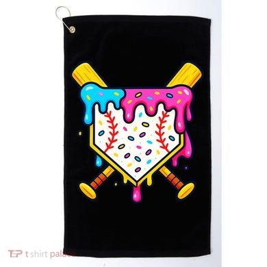 Ice Cream Drip Baseball Bat Home Plate Cool Golf Towel