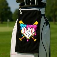 Ice Cream Drip Baseball Bat Home Plate Cool Golf Towel thumb 2